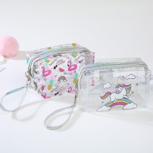 Custom Cartoon Printing Transparent Bag Waterproof PVC Cosmetic Makeup Bag