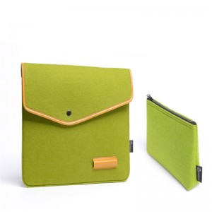 Slim Felt Laptop Sleeve Carrying Case Envelope Clutch Handbag Briefcase PU Leather Trim Business Bag