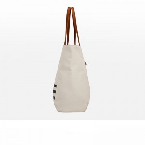 Striped Design Lady Handbag Canvas Cotton Tote Bag