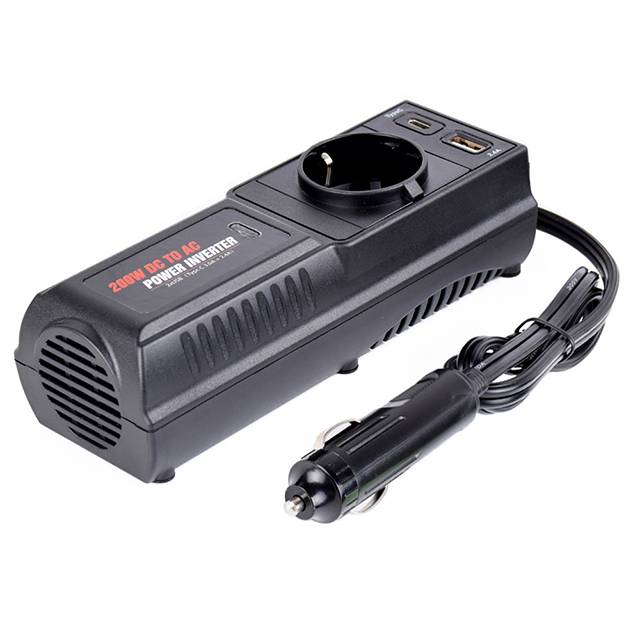 Compact design 12V to 220V/230V power inverter 200W dc to ac power strip inverter with USB charger for car