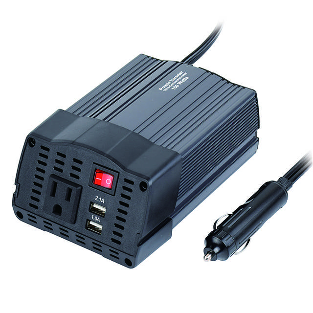 DC 12V to 110V AC Car Converter with 3.1A Dual USB Car Adapter 150W Metal Housing Smart Power Inverter with Dual USB Ports
