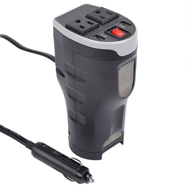 200W Car Power Inverter with Outlets & 2 USB Charging Ports, Cup-Shaped Design, Auto Inverter DC to AC Converter 200W Cup Holder Power Inverter DC 12V to 230V AC Converter with Two USB Ports Modified Sine Wave