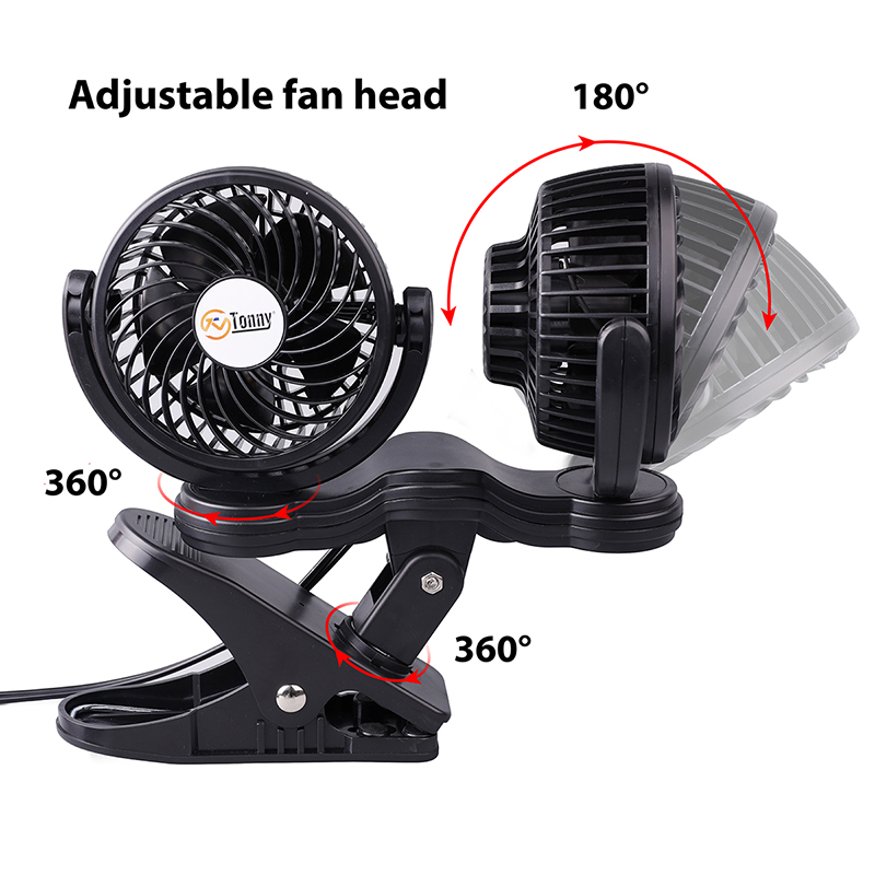Dual Head Clip Fan,4″ Electric Car Clip Fans 360° Rotatable,12V Cooling Air Fan for Vehicle or Home