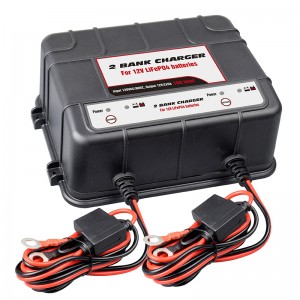 2-Bank, 10A (5A Per Bank) LiFePO4 Fully-Automatic Smart Marine Battery Charger, 12V Onboard Dual Bank Charger for Car, Truck, RV