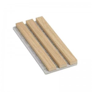 Acoustic Wood Slat Panel Fluted Wood Acoustic Panel Mokhabiso oa Sejoale-joale oa Lerako