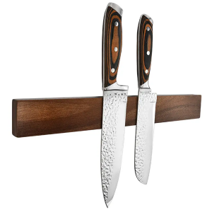 حامل سكاكين مغناطيسي من خشب السنط القوي لأدوات سكاكين المطبخ