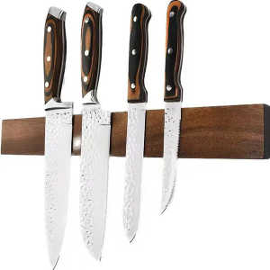 Potente estante magnético de madera de Acacia para cuchillos, herramientas para cuchillos de cocina