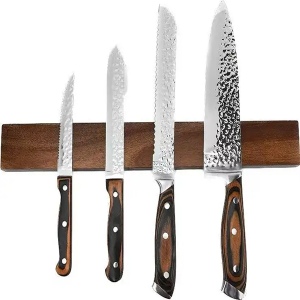 Hágæða Acacia Wood Knife Segulræma Knife Bar