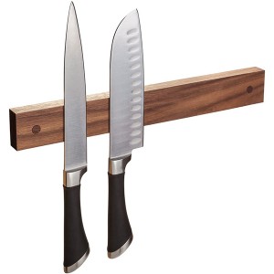 Estante magnético de madera profesional para cuchillos, tira de cuchillos de madera de nogal