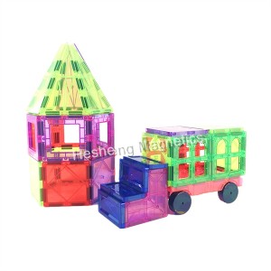 3D Magnetic Tiles 88 Piece Colorful Magnetic Blocks Set With car