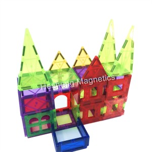 Conjunto de blocos de azulejos magnéticos coloridos para construção de brinquedos magnéticos educacionais