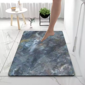 Modern Marble Pattern Bathroom Door Mats Non slip Absorbent Diatomite Bath Mat