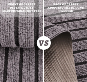 Coffee colored PVC backed seven strip carpet is easy to install and clean, with the highest anti slip standards