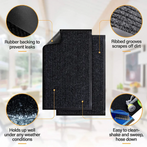 Commercial single color plain ribbed doormat PVC backing door mat