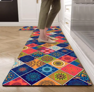 Factory Direct Sale Crystal Velvet Kitchen Floor Mat Bath Carpet Comfortable Safety Washable Absorbent Kitchen Mat Set