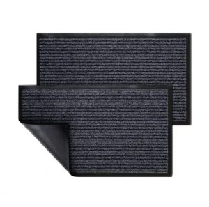 Commercial single color plain ribbed doormat PVC backing door mat