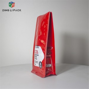 Flat bottom custom printed zipper coffee packaging bag with valve for coffee bean