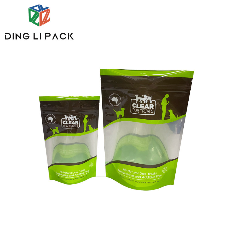 Custom Printed Food Grade Material Pet Food Stand up Zipper Bag with Clear Window Featured Image