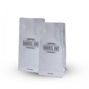 Flat Bottom Stand Up Bag With Easy Tear Zipper For Coffee Packaging With Valve