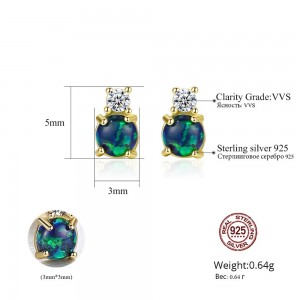Custom Women’s 925 Sterling Silver Delicate Stud Earrings  Diamonds Zircon Sapphire  SE0415