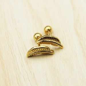 Custom New 304.316 Stainless Steel Leaf Piercing Jewelry Stud Earrings ES0057