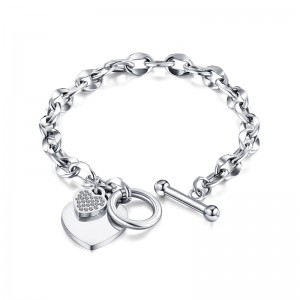 European and American fashion love stainless steel jewelry personality buckle titanium steel bracelet women 1012