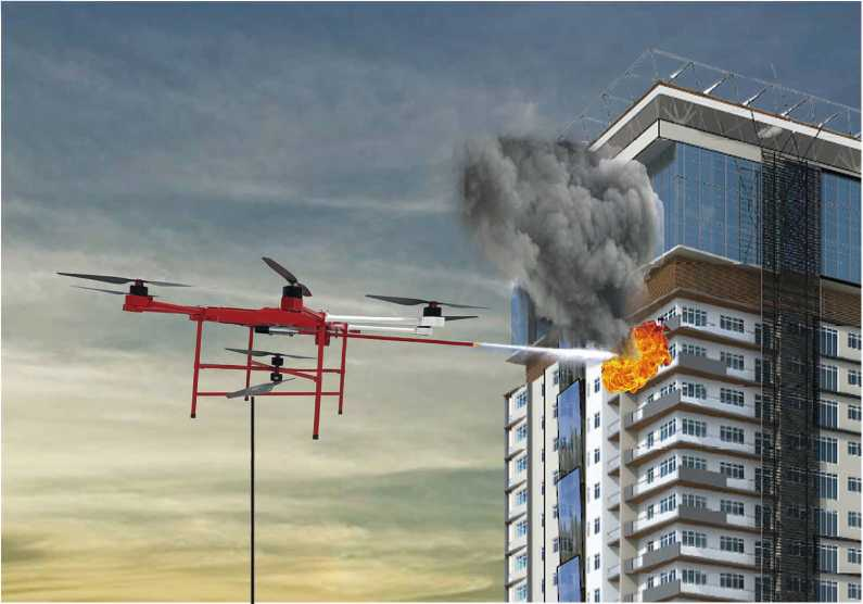 Nejnovější technologie hasičského dronu s elektrickým pohonem, detekcí požáru, záchranou a funkcí osvětlení