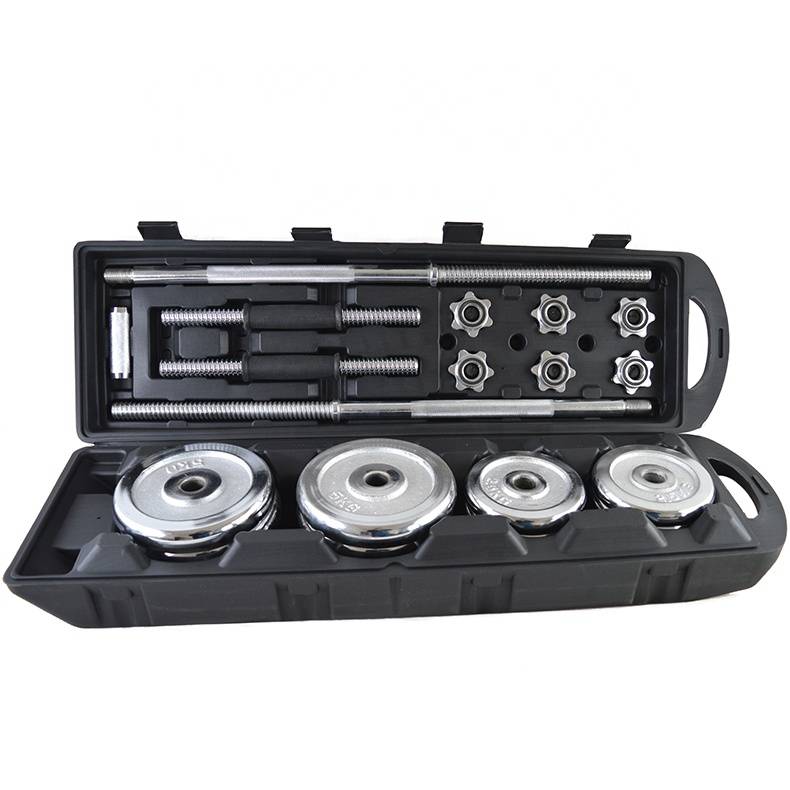 Factory Directly Sale Adjustable Weight Lifting Equipment Electroplating Painting 50KG Dumbbells Set With Gift Box