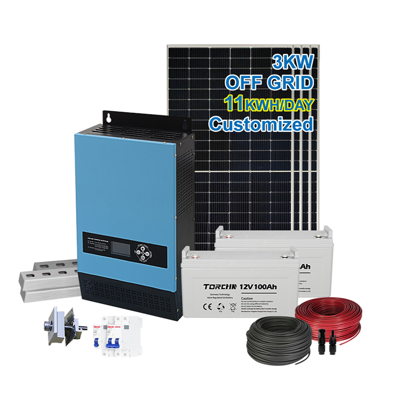 TORCHN 3000W 3KW Solar Panel Kit 48V Sistemụ Wepụ Grid yana njikwa LCD MPPT dị elu.