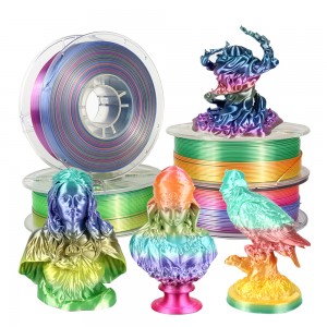 Silk Shiny Fast Color Gradient Change Rainbow Multicolored 3D Printer PLA Filament