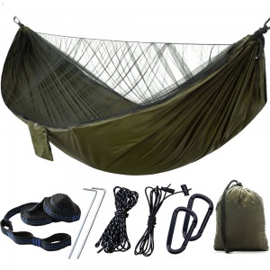 China Manufacturer for Outdoor Cooking Kit - 210T Nylon Parachute Lightweight Camping Portable 2 Person Hammock with Net with for Backpacking Backyard Beach Hiking Travel – ETONE