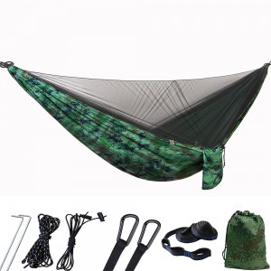 210T Nylon Parachute Lightweight Camping Portable 2 Person Hammock with Net with for Backpacking Backyard Beach Hiking Travel