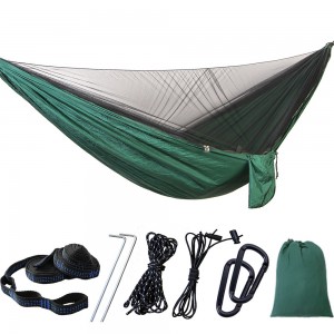 210T Nylon Parachute Lightweight Camping Portable 2 Person Hammock with Net with for Backpacking Backyard Beach Hiking Travel