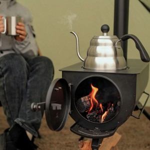 Touralite Large Size Cold-rolled Steel Wood Burning Stove with 5 Chimney Pipes for Tent Shelter Camping Outdoor Cooking Heating
