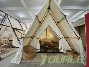 Carpa safari T9 de estrutura de madeira de tecido de tres capas
