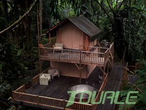 Tourle Doble-layer Wooden Structure Waterproof ug Fireproof Mini Safari tent