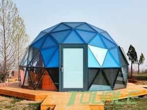 Транспарентна стаклена купола шаторска куќа со рамка од алуминиумска легура