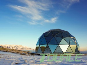 Carpa de cúpula transparent iglú de vidre amb estructura d'aliatge d'alumini cúpula geodèsica
