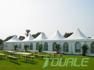 Pontšo Sun-Proof PVC Fabric Outdoor Event Aluminium Frame Tente ea Pagoda e Thekisoang