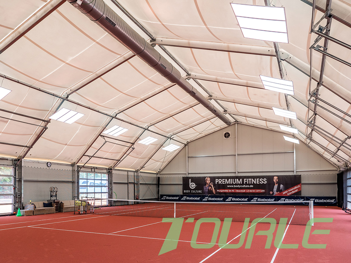 خيمة رياضية بسقف مضلع من الألومنيوم لملعب التنس