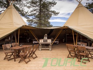 Nowy projekt Niestandardowy przenośny namiot Tipi z bawełnianego płótna Glamping Resort Jadalnia