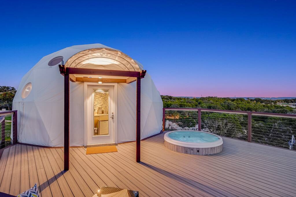 Glamping resort with dome tent