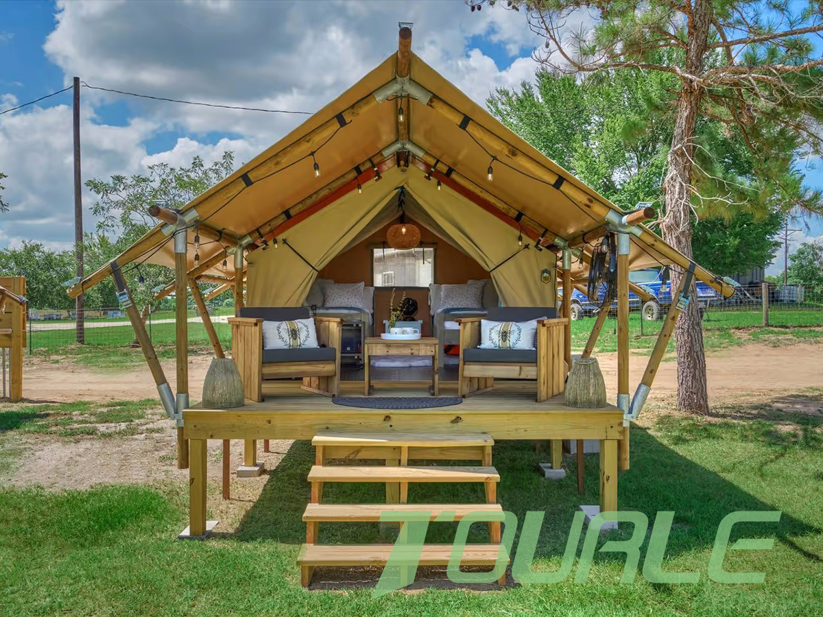 Wholesale Top Selling 40sqm Outdoor House Resort Waterproof Glamping Luxury Hotel Safari Tent