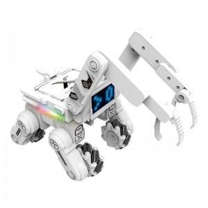 Global Drone GF11637 White Remote Control Space Robot Dog with LCD Screen RGB Light Pleasant Music and Story Mode