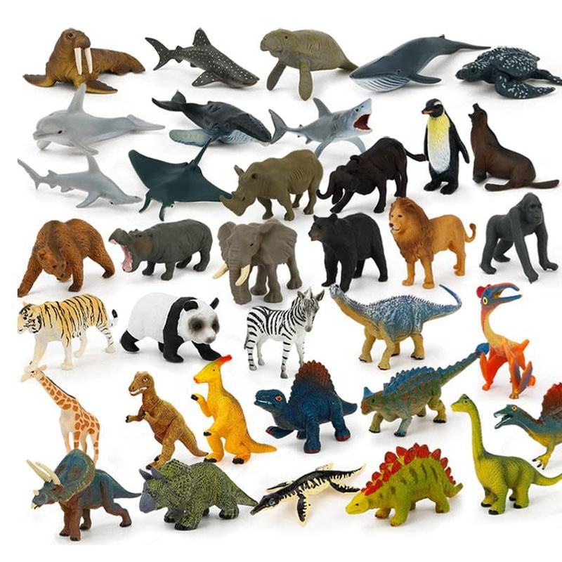 12pcs kids Montessori animals cognition game dinosaur marine life wildlife models shape matching cards toy with flashcards set