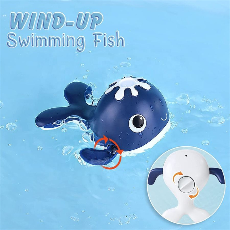 Magnet Fishing Wind-up Swimming Whales Bathtub Toy Baby Bath Toys Fishing  Game Water Tub Toys Set with Fishing Pole Net for Kids
