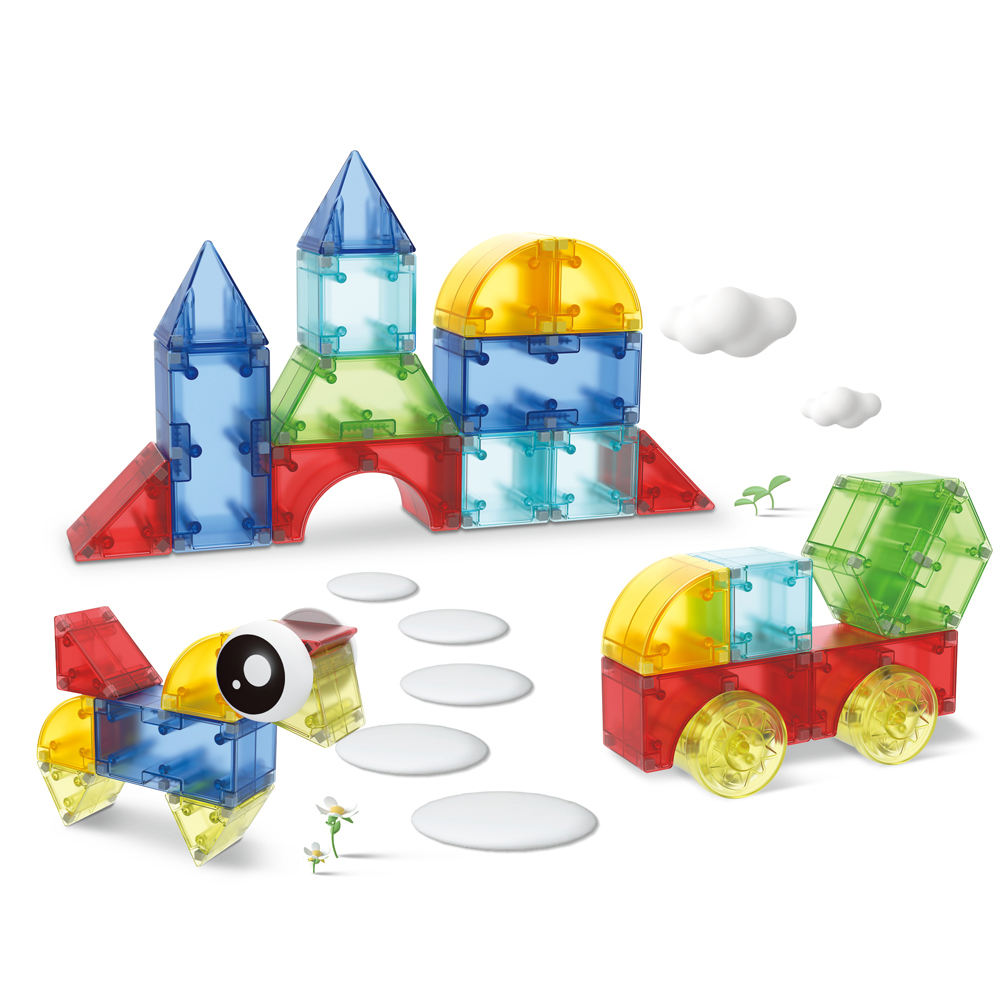 32pcs transparent geometry magnetic tiles magnetic building blocks toy magnet cube building set for kids DIY construction toy