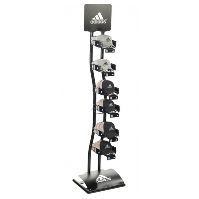 CL134 Retail Design Shop Warehouse Storage Metal Tiers Hat Floor Display Stand For Advertising