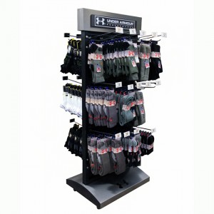 CL198 Garment Shop Customized Sports Sock Floor Standing Double Sided Display Stands With Hooks For Advertising