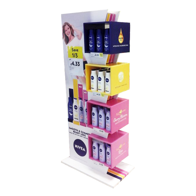 CM026 Advertising Wood Retail Display Racks For Skin Care Products Body Lotion Hand Cream Merchandise Stands